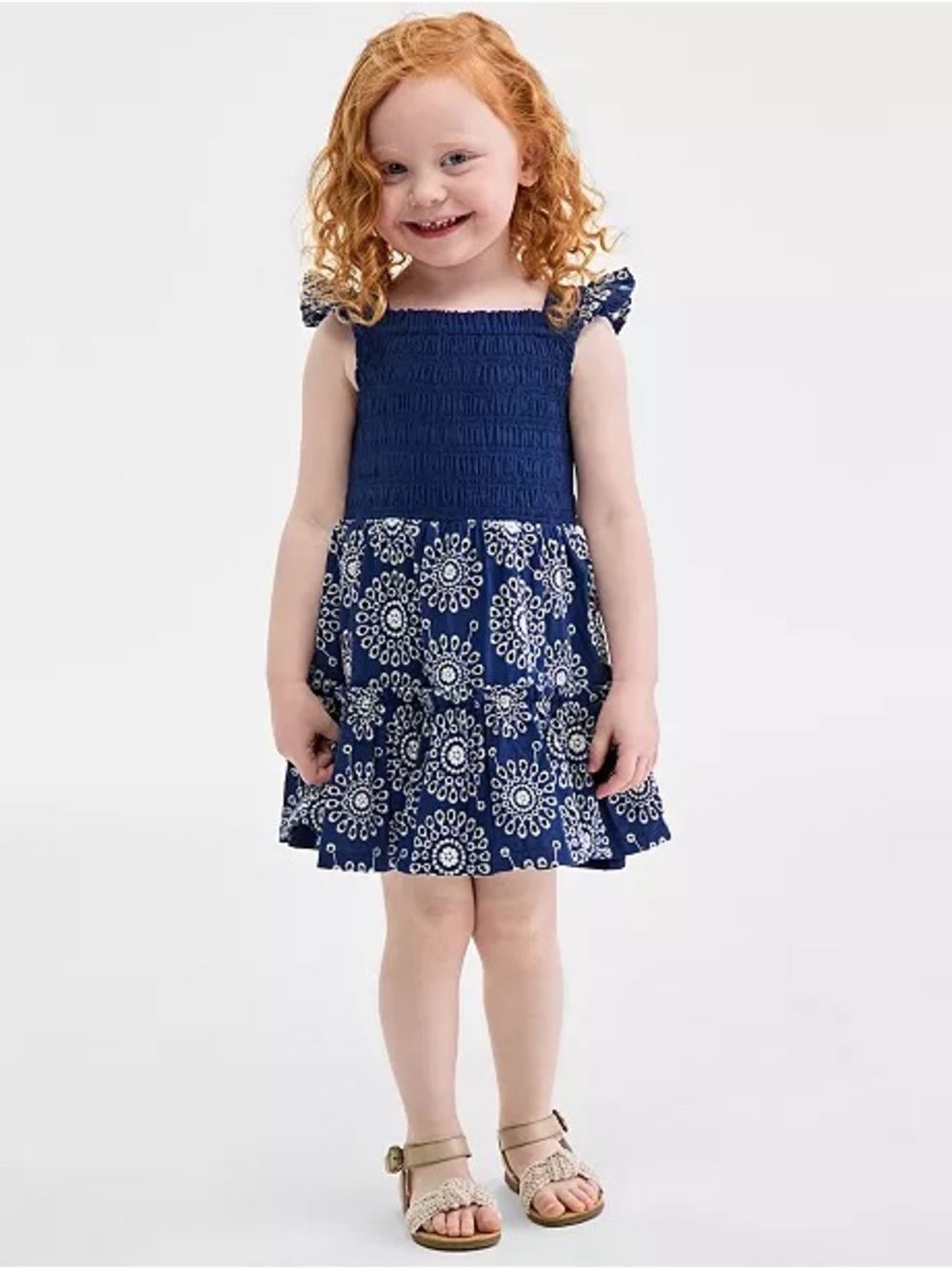 On 34th Toddler Girls Mommy & Me Cotton Eyelet Smocked Flutter-Sleeve Dress